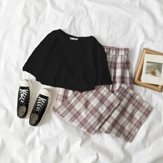 [FREESHIP] ❤️Set áo phông trơn+quần caro❤️