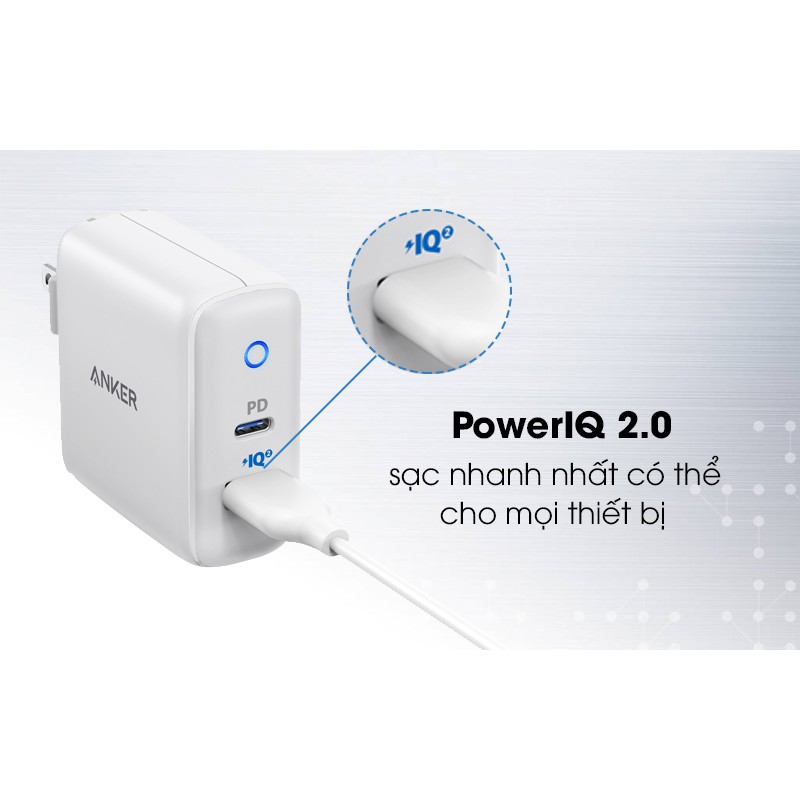 Cốc sạc nhanh 33w Anker PowerPort PD+2, 33w -A2626 hỗ trợ sạc nhanh PD PowerIQ 2.0 sạc nhanh cho iphone,ipad lên đến 18w