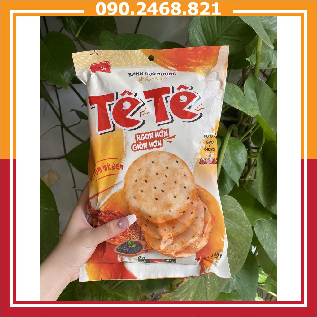 Bánh gạo Nhật Tôm mè đen Tê Tê gói 140g vị Tôm hùm thơm giòn tan mê li