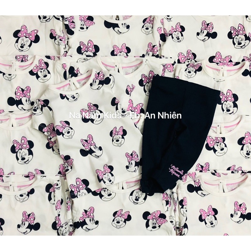 Bộ Disney Minnie áo cộc quần legging bé gái