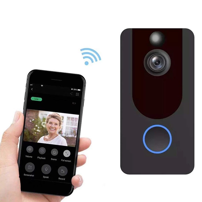 Chuông Cửa Không Dây Thông Minh Có Camera Wifi EKEN V7 Cao Cấp - Hình Ảnh Chân Thực - Thiết Kế Quét Góc Siêu Rộng 139 Độ