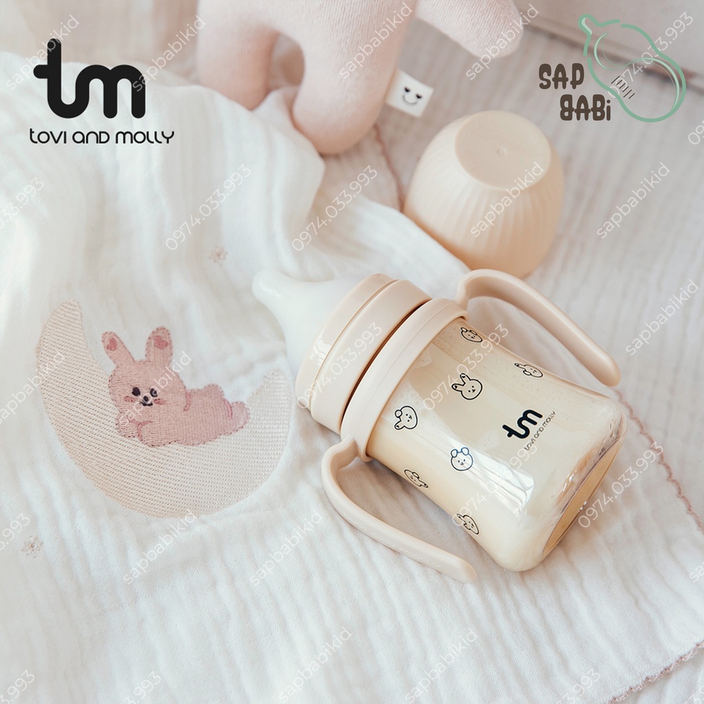 Bình sữa ống hút Tovi and Molly, Bình Thỏ ống hút 180ml/280ml Hàn Quốc - Chính hãng