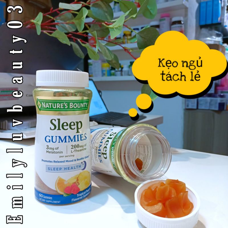 [TÁCH LẺ] Kẹo hương trái cây Sleep Gummies 60 viên date 11/2022