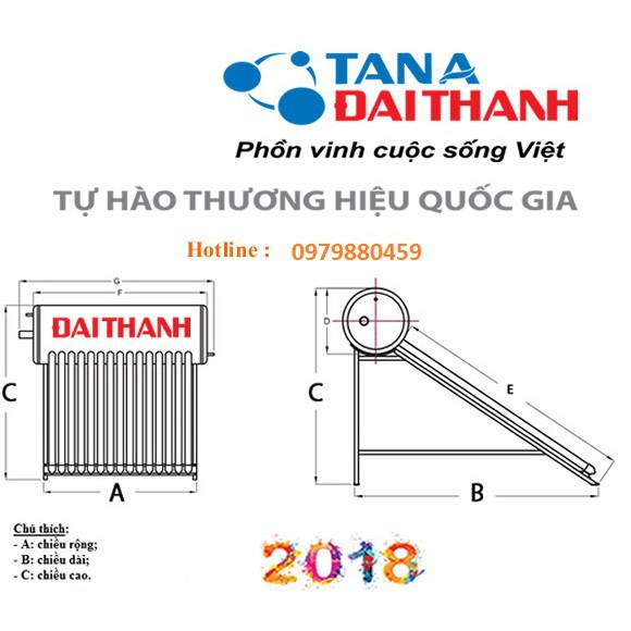 Máy nước nóng năng lượng mặt trời ĐẠI THÀNH VIGO F70 inox316