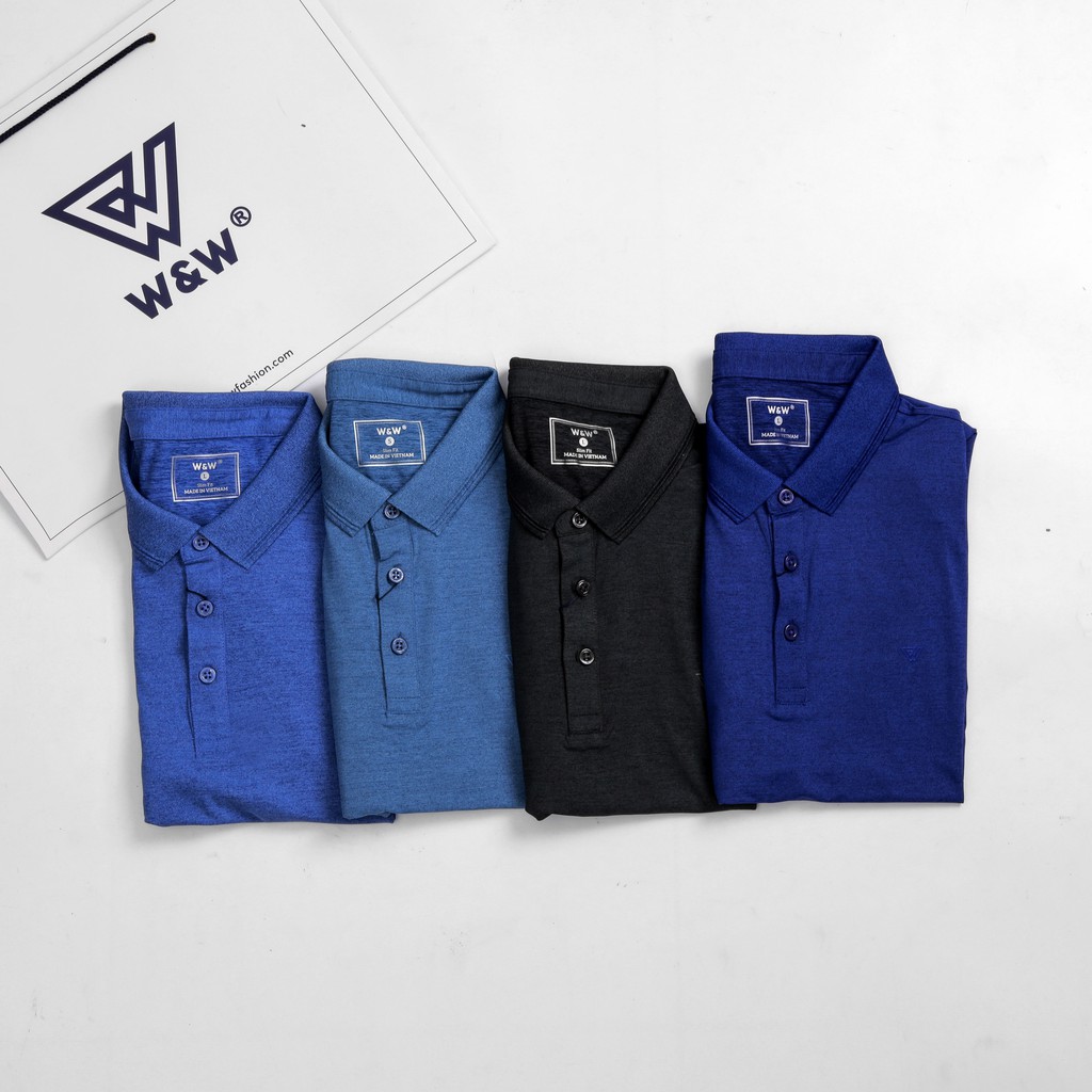 Áo Polo Nam W&amp;W Dáng Slim Fit- Cổ Áo Không Chân Ngắn Tay Màu Trơn - Chất Liệu Thoáng Mát, Thấm Hút Tốt WPO50S