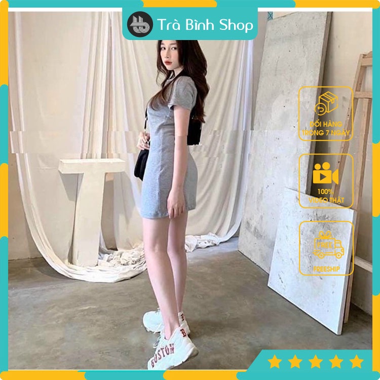 Váy Polo Trơn Pastel Nữ Đầm Cổ Sơ Mi Dáng Ôm Body Chất Thun Cộc Tay Ba Màu Ulzzang