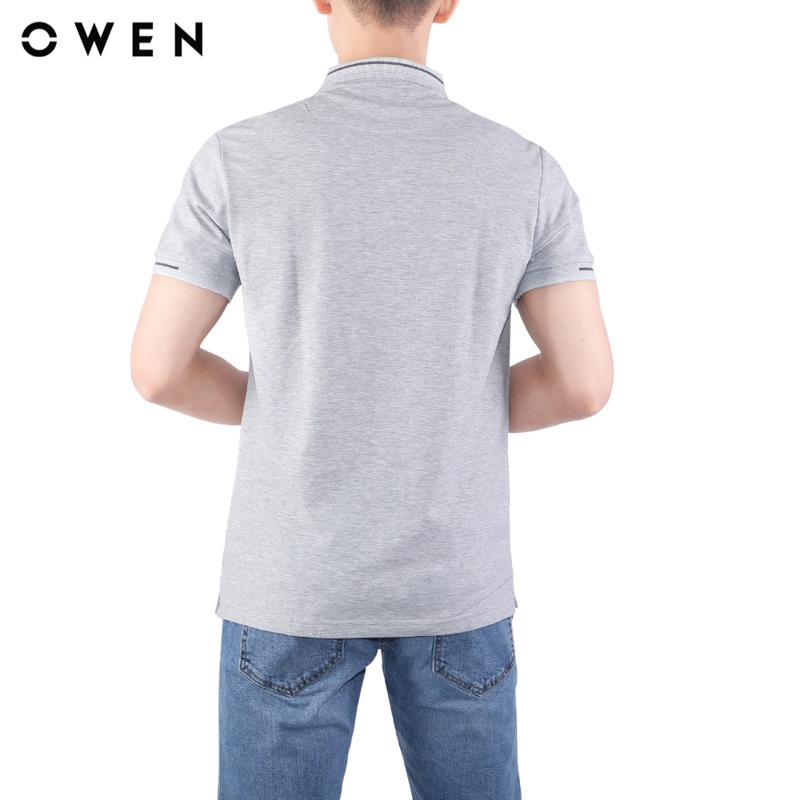 Áo polo Ngắn tay Owen Cotton Bodyfit màu Ghi - APV23704