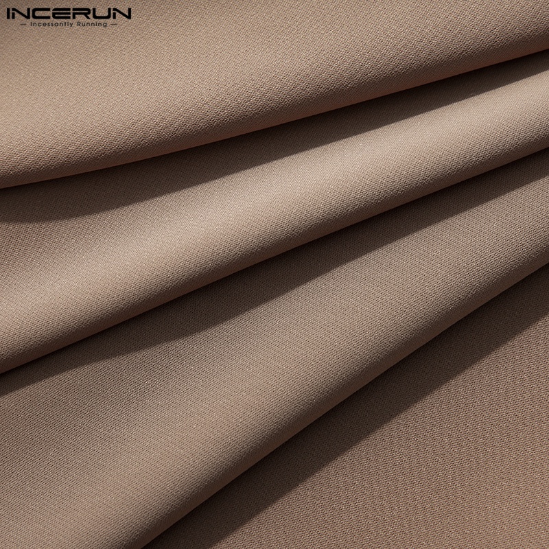 Áo sơ mi Incerun tay ngắn cài nút ghép màu phong cách dự tiệc cho nam