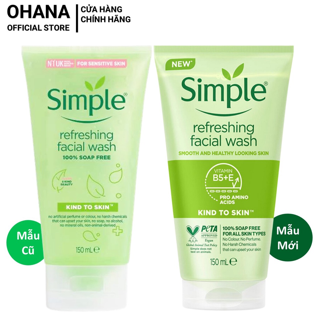 Sữa Rửa Mặt Dạng Gel Simple Kind To Skin Refreshing Facial Wash 150ml