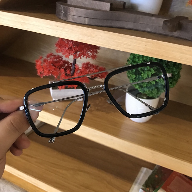 Gọng Kính Kim Loại Thời Trang Iron Man Người Sắt Tony Stark Mắt Màu Chống Tia UV