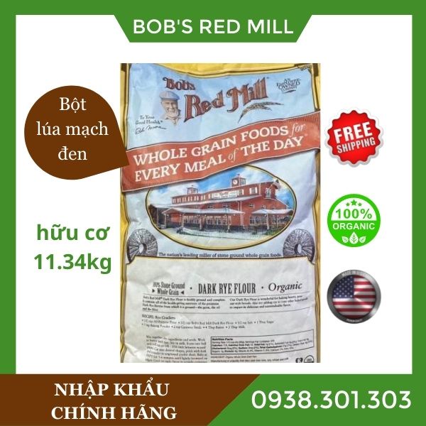 Bột lúa mạch đen hữu cơ (organic dark rye flour) Bob's Red Mill 1kg - bao 11.34kg