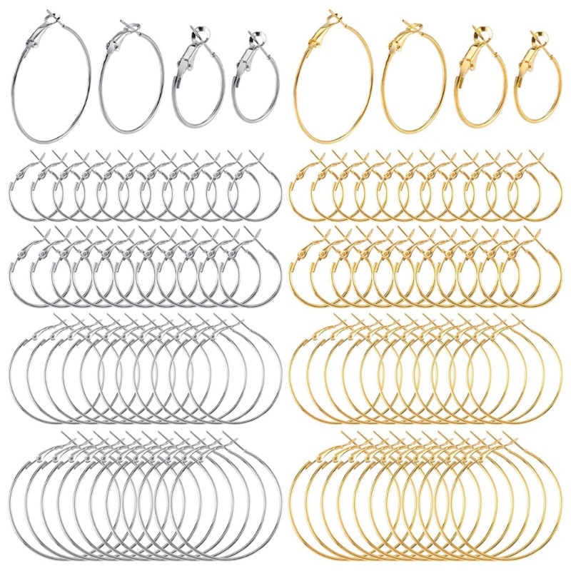 Set 96 Khuyên Tai Tròn Bằng Hợp Kim Dùng Làm Bông Tai DIY