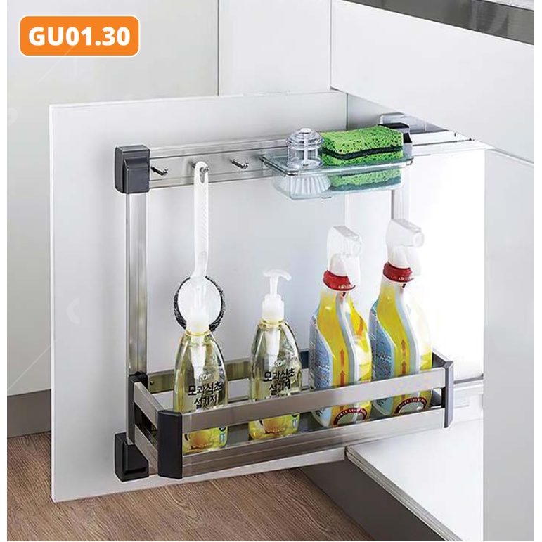 [FREESHIP HCM] Giá Để Chai Lọ Tẩy Rửa Garis GU01.30 - Inox hộp, Cánh mở, Ray bắt hồi tủ