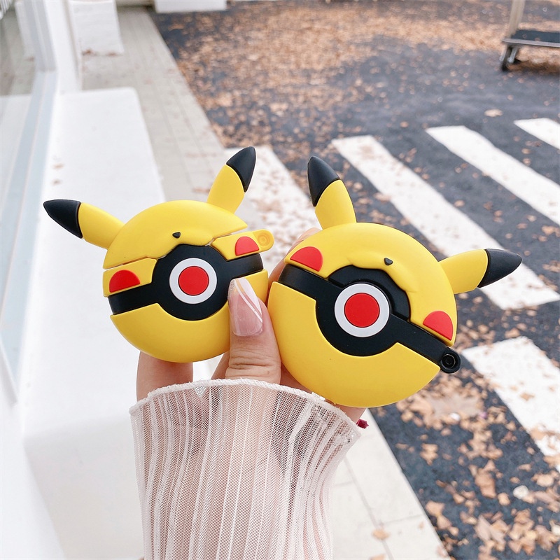 Vỏ Bảo Vệ Hộp Sạc Tai nghe không dây AirPods 3 2 Pro Hình Pokemon Go 3D Kèm Móc Khóa