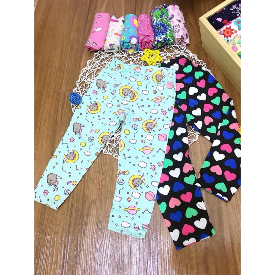 Quần legging xuất dư cho bé, vải cotton co giãn 4 chiều thấm hút mồ hôi tốt