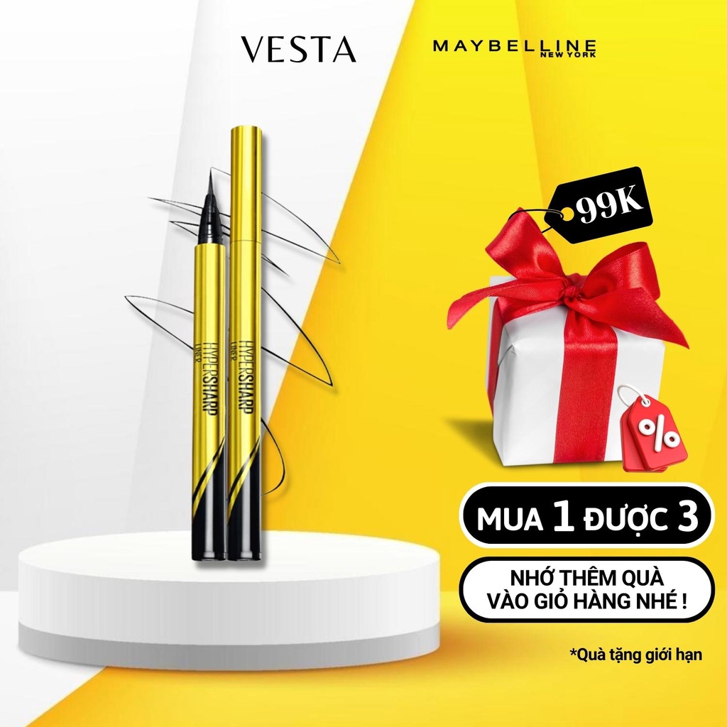 Bút Kẻ Mắt Nước Maybelline Siêu Sắc Mảnh Không Lem, Trôi 0.5g HyperSharp Liner