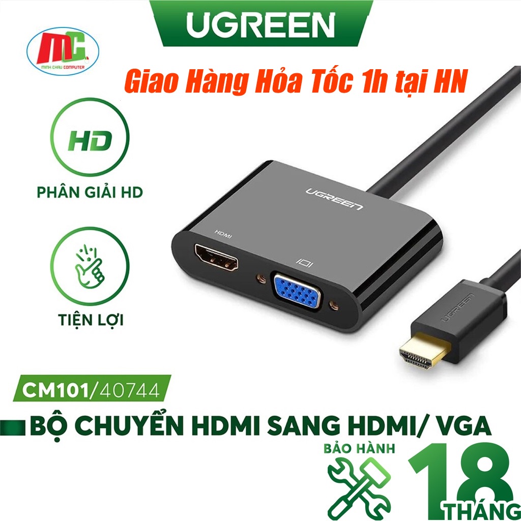 Bộ Chuyển HDMI Sang HDMI và VGA Hỗ Trợ Audio 3.5mm UGREEN 40744 - Hàng Chính Hãng