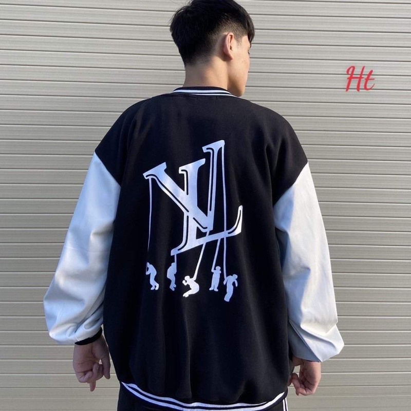 Áo khoác bomber nỉ phối tay xích đu HT12