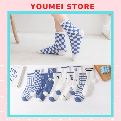 Tất nam nữ cổ cao phong cách Nhật Bản chất liệu cotton kháng khuẩn - Youmei T069