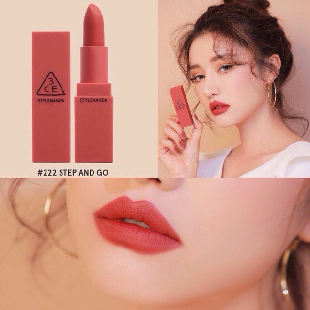 Son lì 3CE Mood Recipe Matte Lip Color #222 Step And Go - Đỏ Đất