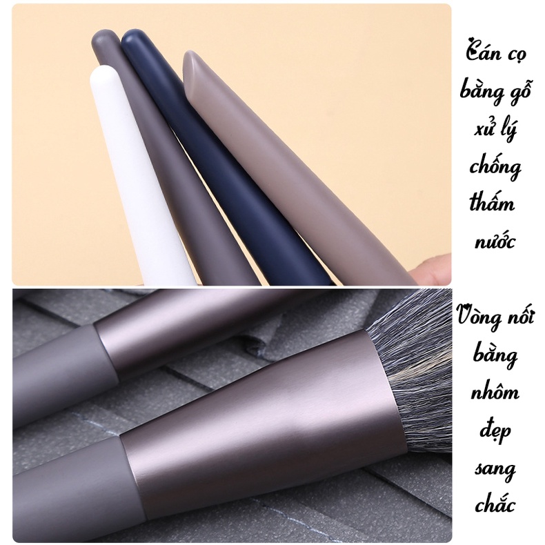 Bộ cọ makeup cá nhân Zoreya 12 cây cọ trang điểm bao gài màu xanh