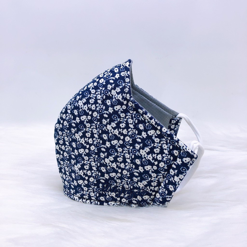 Khẩu Trang Vải Cotton 3 Lớp Duy Ngọc Kiểu Truyền Thống Hoa Nhí, Chống Tia Uv, Thoải Mái Khi Đeo