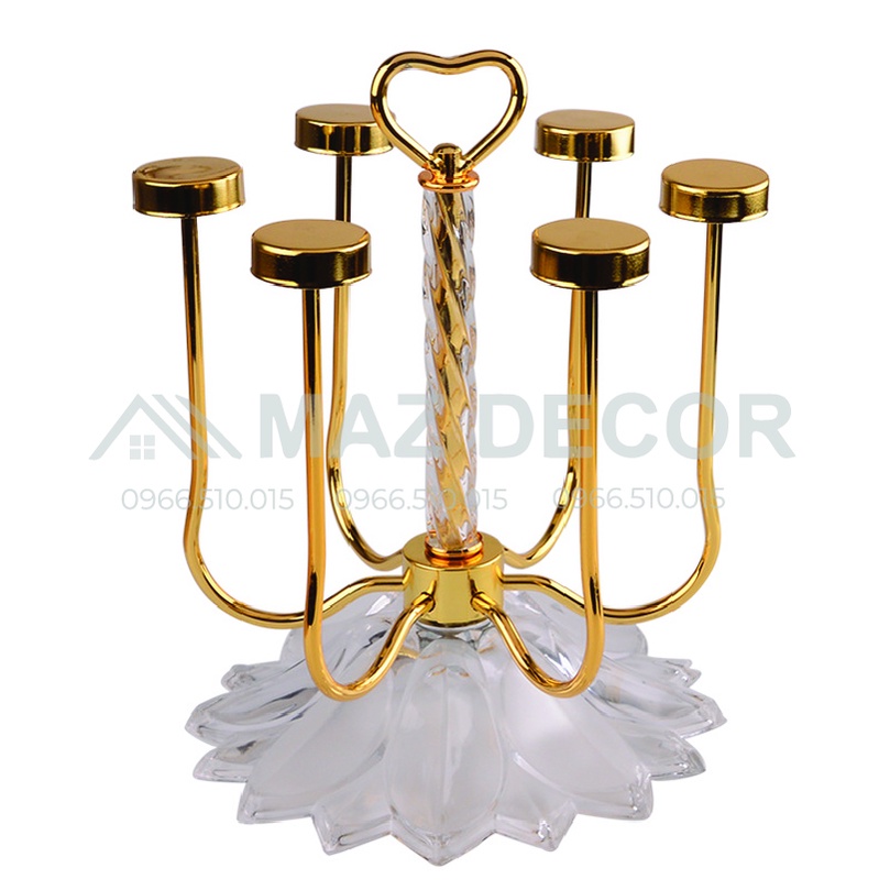 SALE NGHỈ TẾT Giá khay kệ úp cốc ly đẹp mạ vàng trái tim khay thủy tinh pha lê dày dặn decor phòng sang trọng cao cấp
