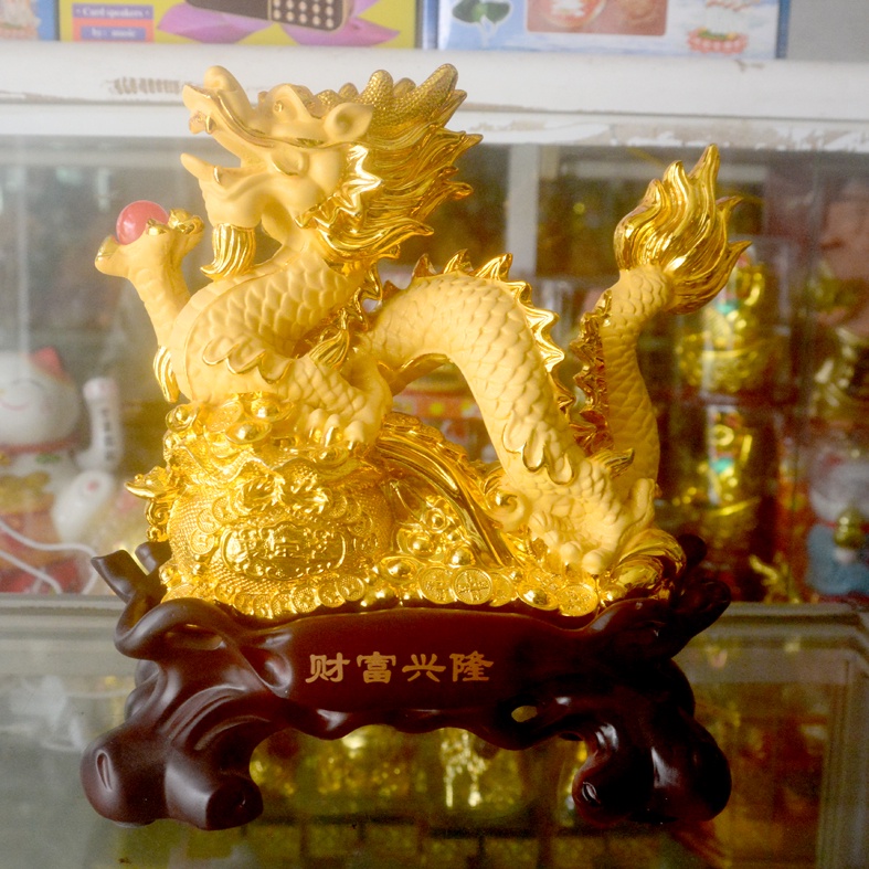 Tượng rồng mạ vàng cao 24cm ngang 20cm
