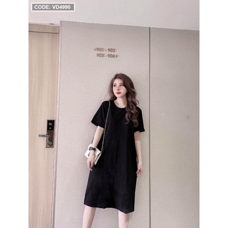 Đầm thun nữ cổ tròn form rộng