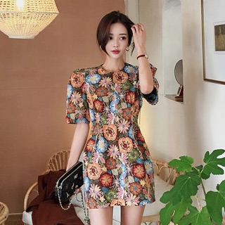 Đầm hoa tay phồng korea