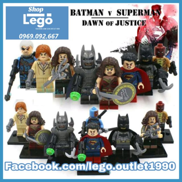 Xếp hình Justice League Batman - Wonder Woman - Luther - Deathstroke - Red Hood - Super man Lego Minifigures Xinh X0108