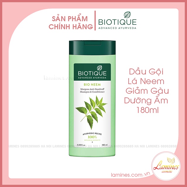 Dầu Gội Biotique Lá Neem Giảm Gàu, Dưỡng Ẩm Cho Da Đầu Khô Nhiều Gàu 180ml