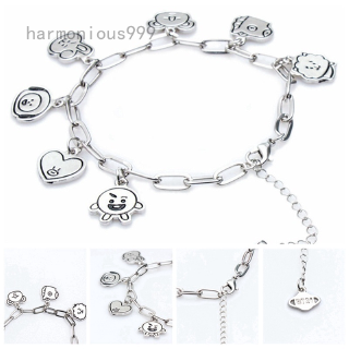 Vòng Tay Mạ Bạc Họa Tiết Hoạt Hình Bt21 Kpop Thời Trang