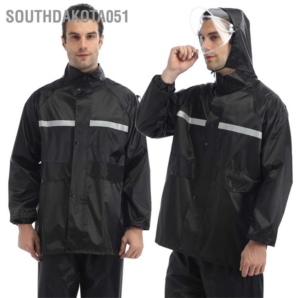 Trang phục đi mưa vải dù chống thấm có dải phản quang cho nam và nữ chạy xe máy