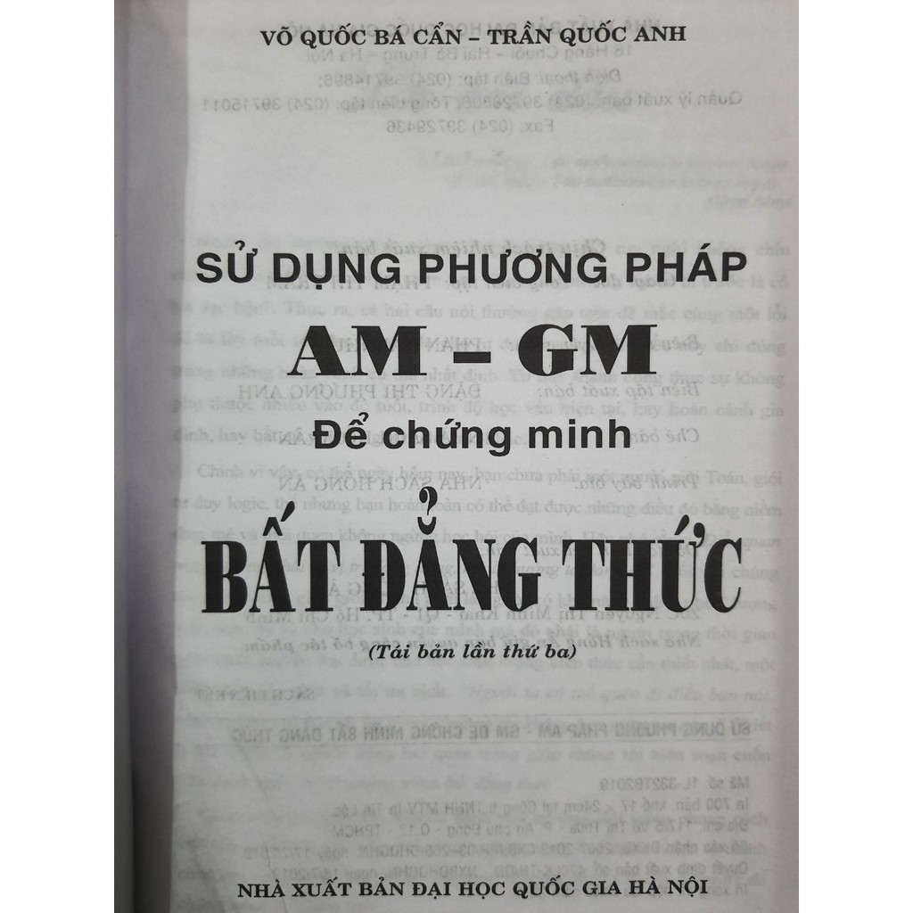 Sách - Sử dụng phương pháp AM - GM để chứng minh Bất Đẳng Thức