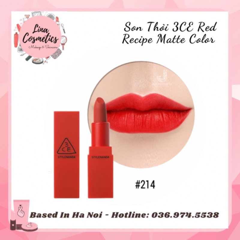 Son Thỏi Lì Vỏ Đỏ 3CE Red Recipe Matte Lip Color