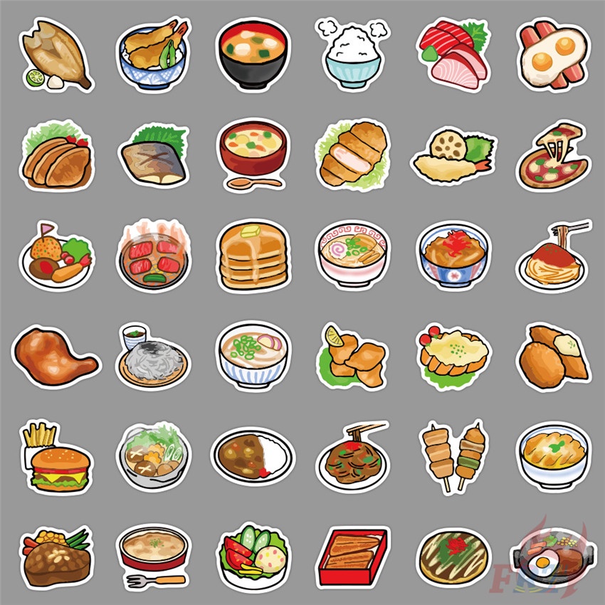 Bộ 40 Miếng Dán Trang Trí Sổ Tay Diy Hình Thức Ăn Dễ Thương