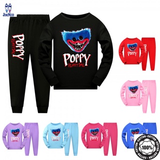 Poppy Play time Bộ Đồ Ngủ Áo Tay Dài Và Quần Dài Bằng Vải Cotton Dành Cho Bé Trai Bé Gái Huggy Wuggy Poppy Playtime