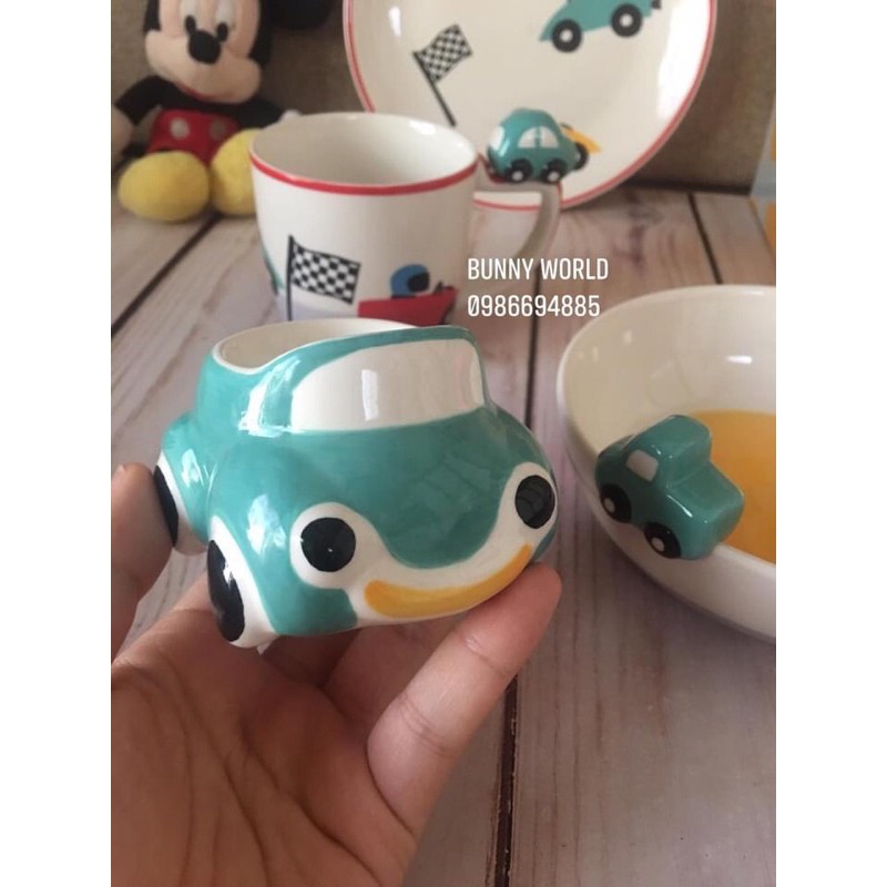 Set bát ăn hình ô tô ngộ nghĩnh cho bé yêu - hàng nhập khẩu cao cấp