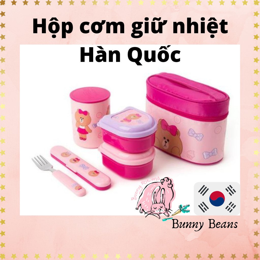 [Order Hàn] Hộp cơm giữ nhiệt gấu Choco LINE Hàn Quốc (kèm nĩa) - Shop Bunny Beans