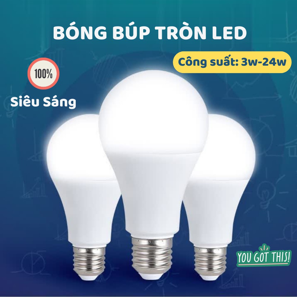 Bóng Đèn Led, Bóng Đèn Búp Tròn Nhiều Công Suất Tiết Kiệm Điện Vỏ Nhựa Cực Bền Tuổi Thọ Cao TIME HOME