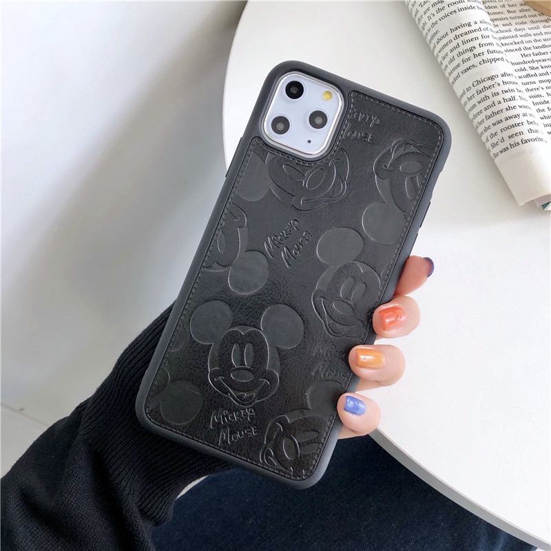 Ốp điện thoại da TPU mềm hoạt hình mickey dễ thương cho iPhone 12 Promax 7Plus 8 12 Mini X XS MAX XR 11 Pro Max SE 2020