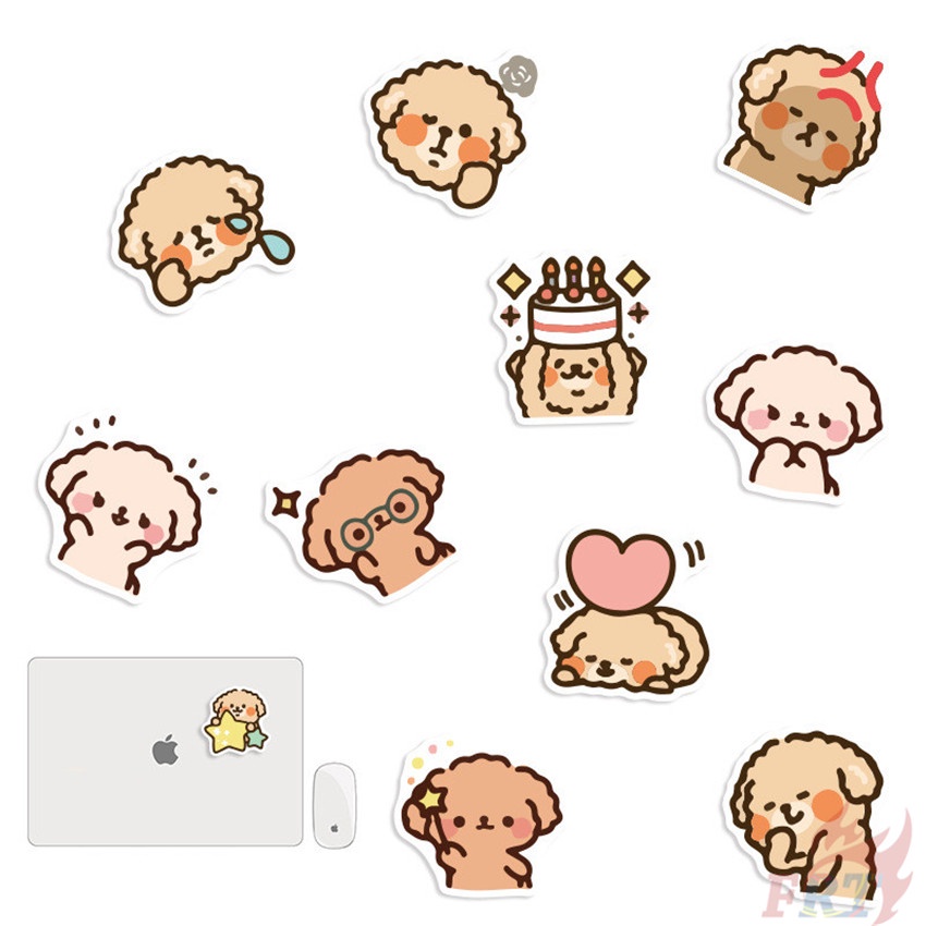 ❉ Cute Fluffy Dog . Kawaii Pets Poodle Series 01 Funny Emoji Stickers ❉ 50Pcs/Set Waterproof DIY Fashion Decals Doodle Stickers