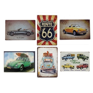 (20x30cm) Tranh thiếc chủ đề xe ô tô cổ điển, trang trí tường decor vintage