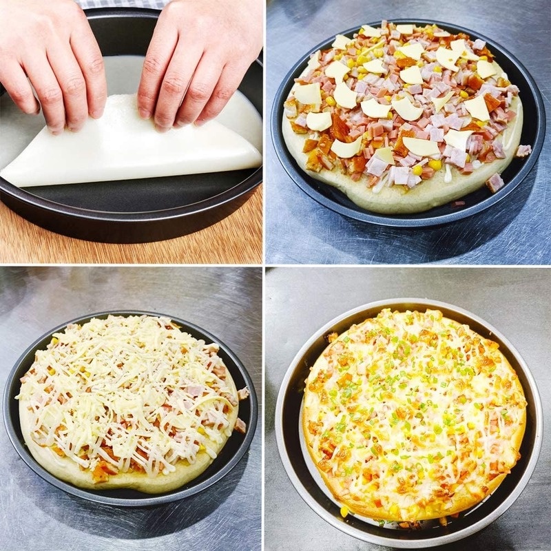 Khay Nướng Bánh Pizza 8/10 inch Pizza Đĩa tròn Thép Cacbon Chống Dính Dụng cụ nấu ăn