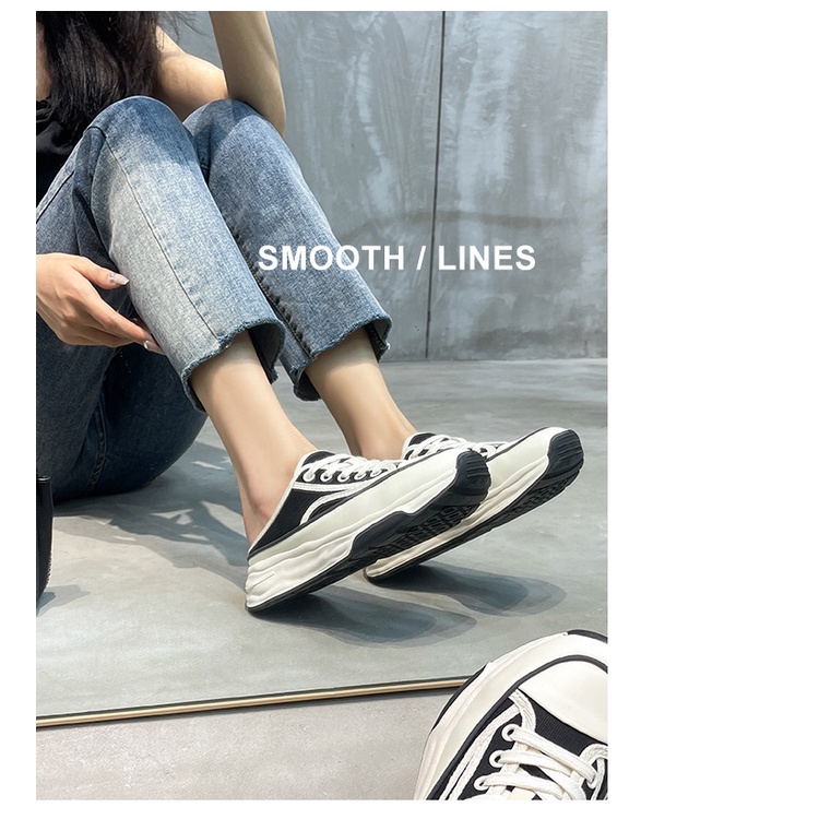 Giày sục thể thao nữ độn đế 5p vải canvas basic năng động đi học đi làm đi chơi, Lisa M98