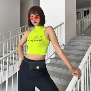 Áo crotpop nữ cổ lọ tay sát nách form ôm body tôn dáng phong cách thể thao