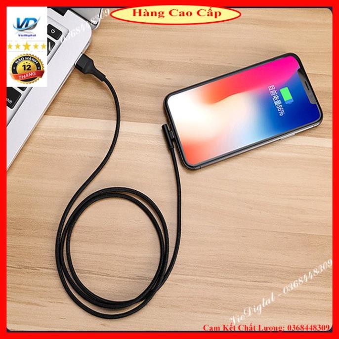 Dây cáp, Cáp Sạc Nhanh IPhone chuyên dụng gaming đầu ngang có đèn led ,bọc dây dù Chống Đứt Gãy [ Bảo hành 6 tháng ]