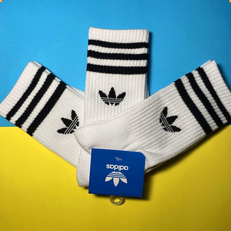 Tất Adidas 3 Sọc Cổ 19cm [Rẻ Vô Địch] Tất Dệt Kim Cao Cấp Hàng Unisex Phong Cách Thể Thao 2 Màu Trắng Đen