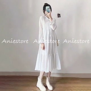 Đầm Babydoll Trắng Đuôi Cá Tay Bồng Tiểu Thư Công Chúa